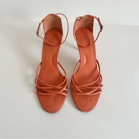 Tod's Shoes - Tod's Orange Strappy Ankle-Wrap Sandals